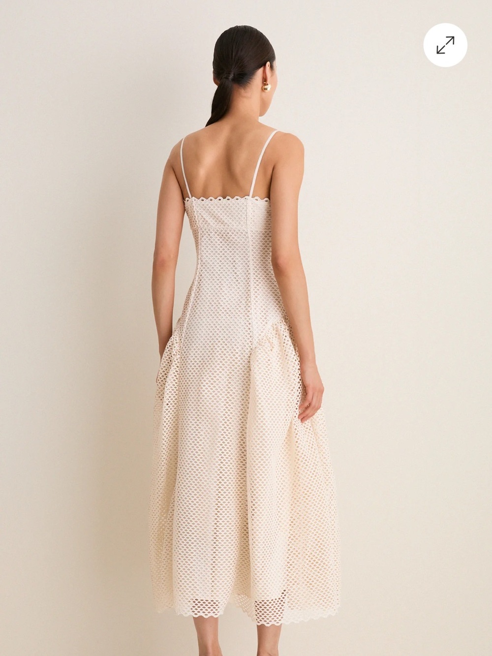 Ulla Johnson Cream Eyelet Spaghetti-Strap Midi Dress - Picture 5 of 6